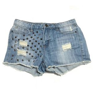 Denim Shorts with Rivets